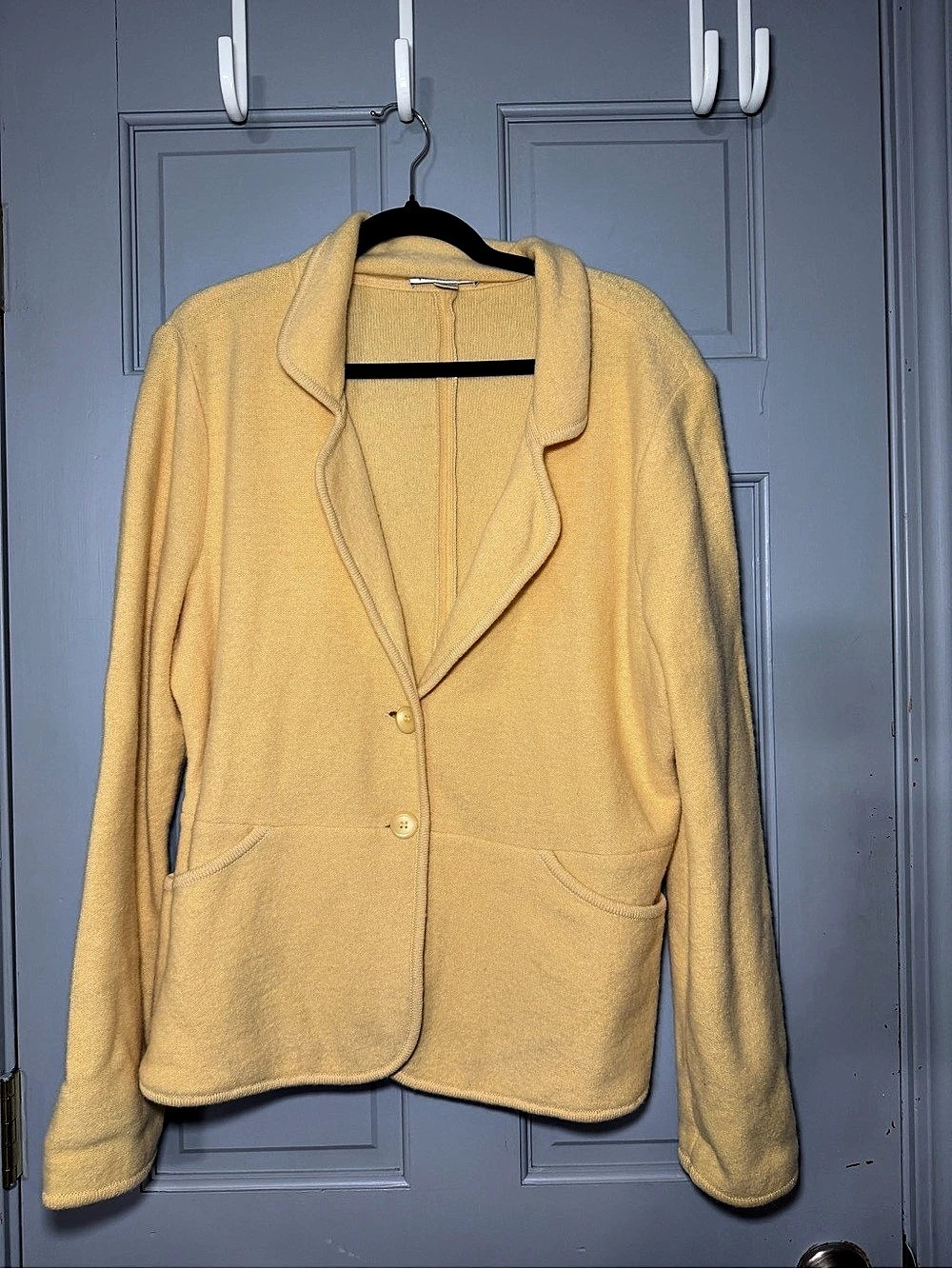 Pendleton 100% Lambswool Knit Blazer Jacket Size L butter yellow